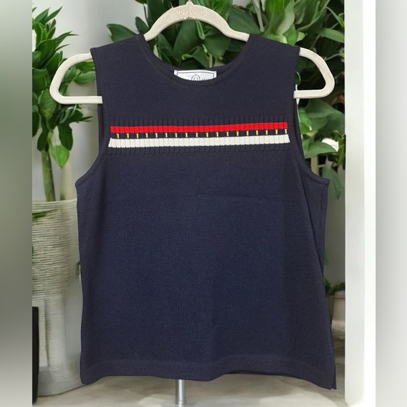 ST. JOHN Nautical sport vintage Navy sweater vest size PS - Picture 9 of 9